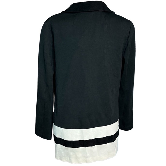 St John Knit One Button Topper Caviar & Cream Jacket Women’s Size 10 With Tags - Picture 2 of 12